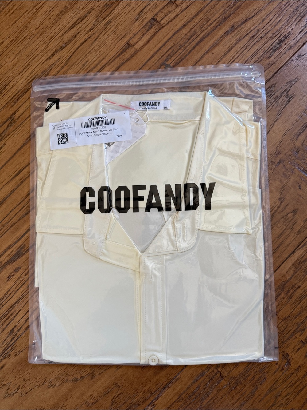 COOFANDY Cream Button-Up Shirt